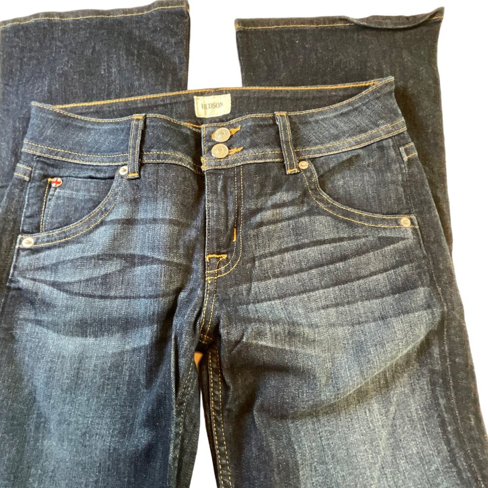 Hudson Cotton blend dark wash  mid-rise bootcut‎ jeans size 28